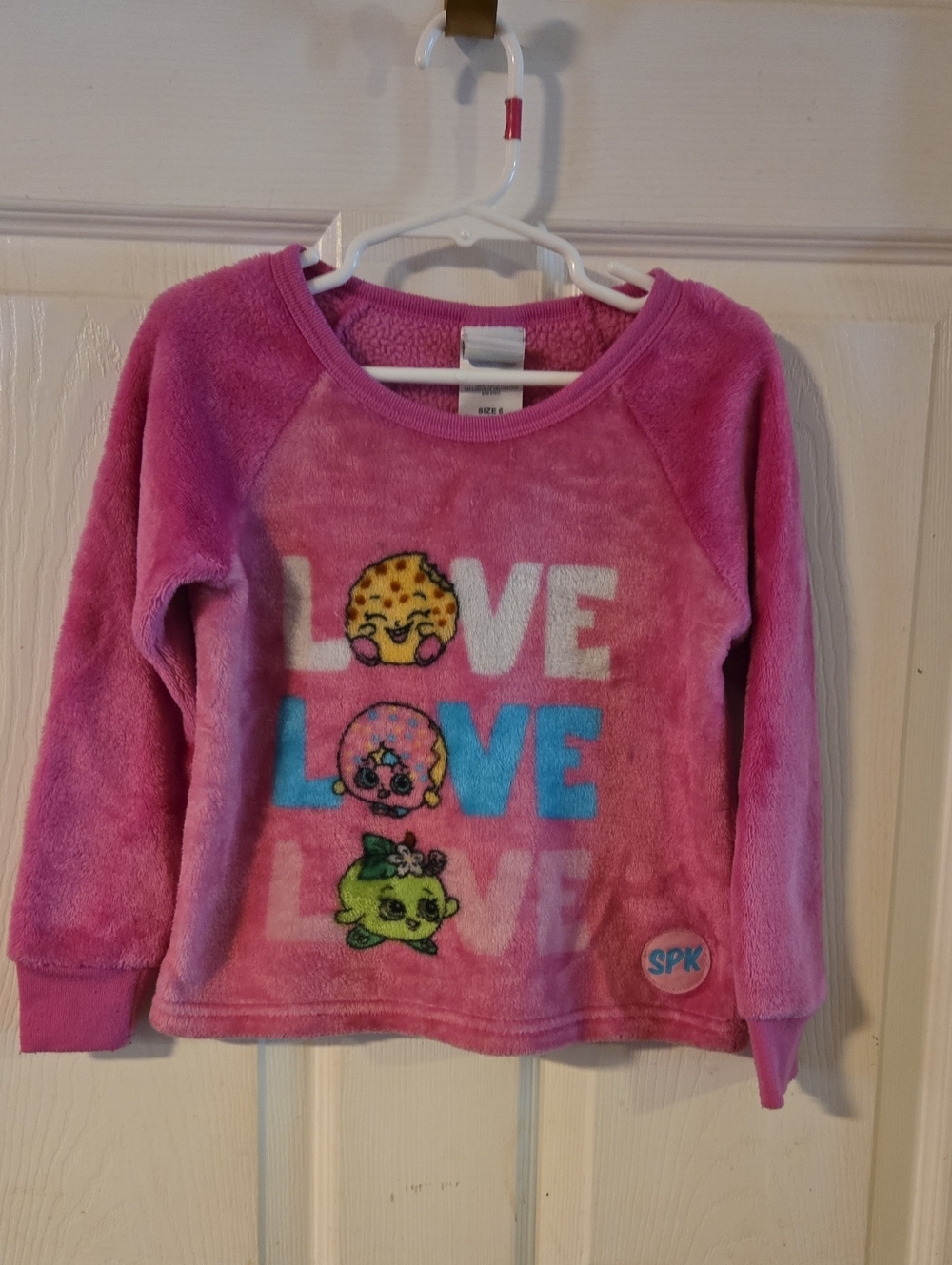 Shopkins Pink Plush Long-Sleeve Top with Colorful LOVE Graphic
